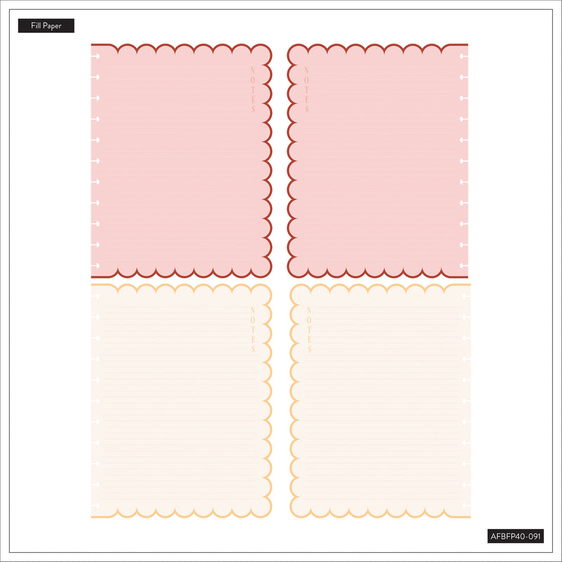 Café Coquette - Scalloped Edge Dotted Lined Big Filler Paper - 40 Sheets