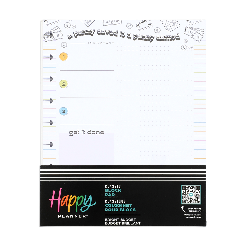 Bright Budget - Classic Block Notepad - 100 Sheets – Happy Planner