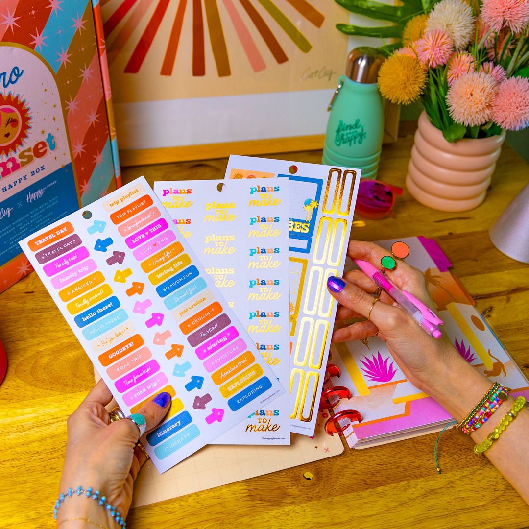 Cat Coq x Happy Planner Retro Sunset Traveler - Be Happy Box