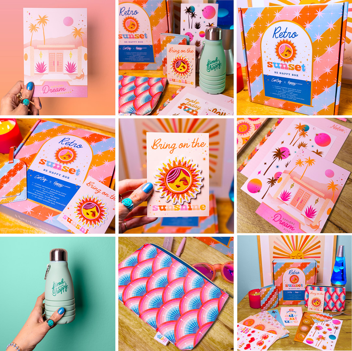 Cat Coq x Happy Planner Retro Sunset Traveler - Be Happy Box