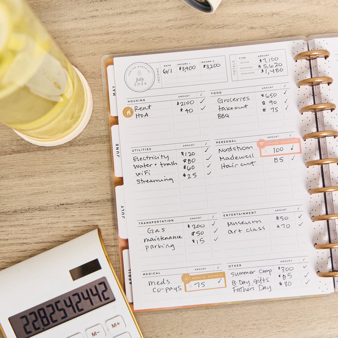 2026 Textured Canvas Customizable Budget Planner - Classic Budget Layout - 12 Month