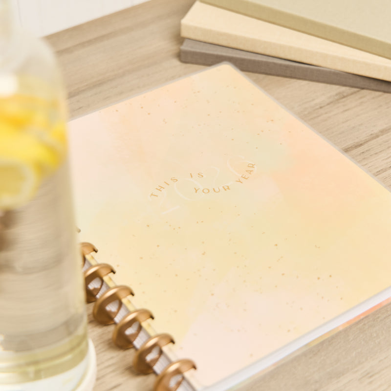 2034 Textured Canvas Customizable Planner - Big Vertical Layout - 12 Month