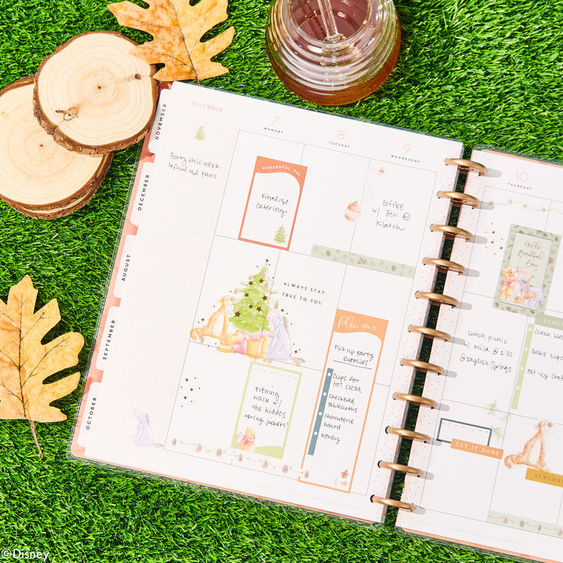 2030 Disney Winnie the Pooh Seasonal Customizable Planner - Big Vertical Layout - 12 Months