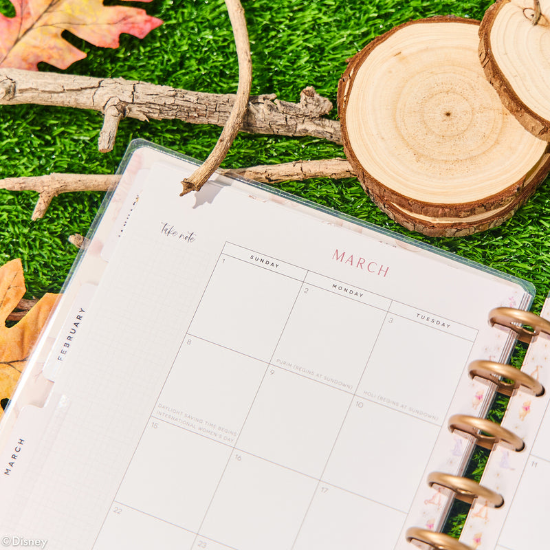 2034 Disney Winnie the Pooh Seasonal Customizable Planner - Classic Dashboard Layout - 12 Months