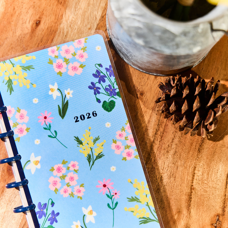 2032 Seasonal Charm Customizable Planner - Skinny Classic Horizontal Layout - 12 Month