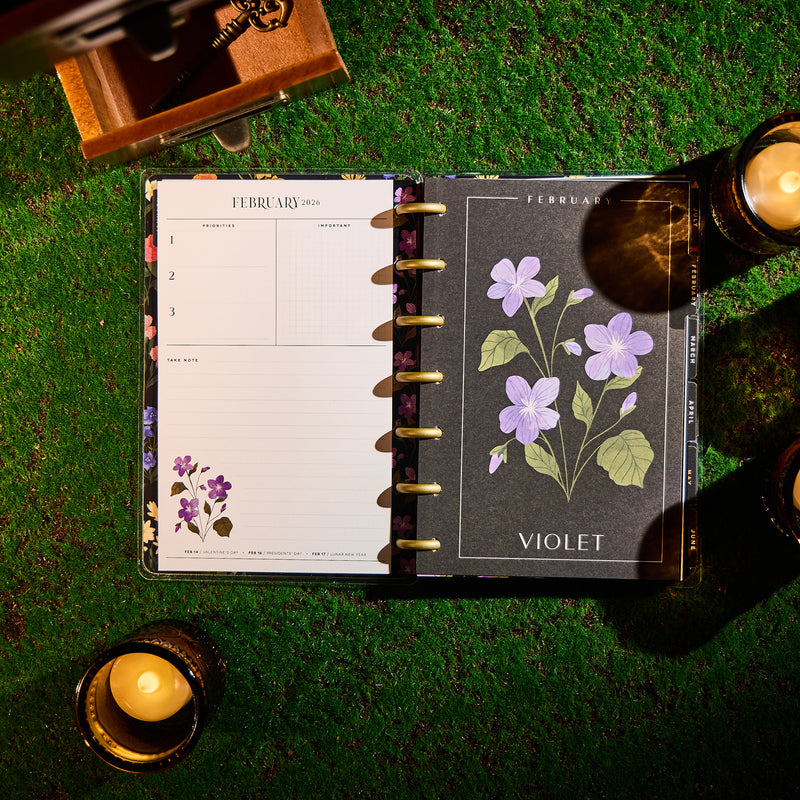 2032 Dark Garden Customizable Planner - Mini Dashboard Layout - 12 Months