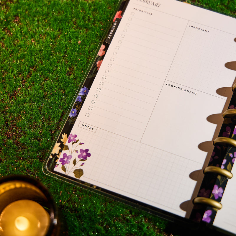 2035 Dark Garden Customizable Planner - Mini Dashboard Layout - 12 Months