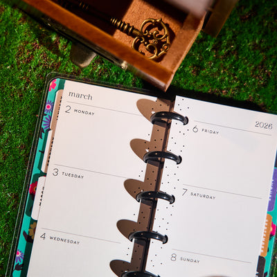 2032 Florescent Florals Customizable Planner - Skinny Mini Horizontal Layout - 12 Months