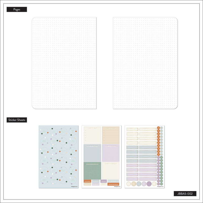 Mauve & Moss - Bullet Dot Grid Happy Journal - 80 Sheets - 160 GSM Paper