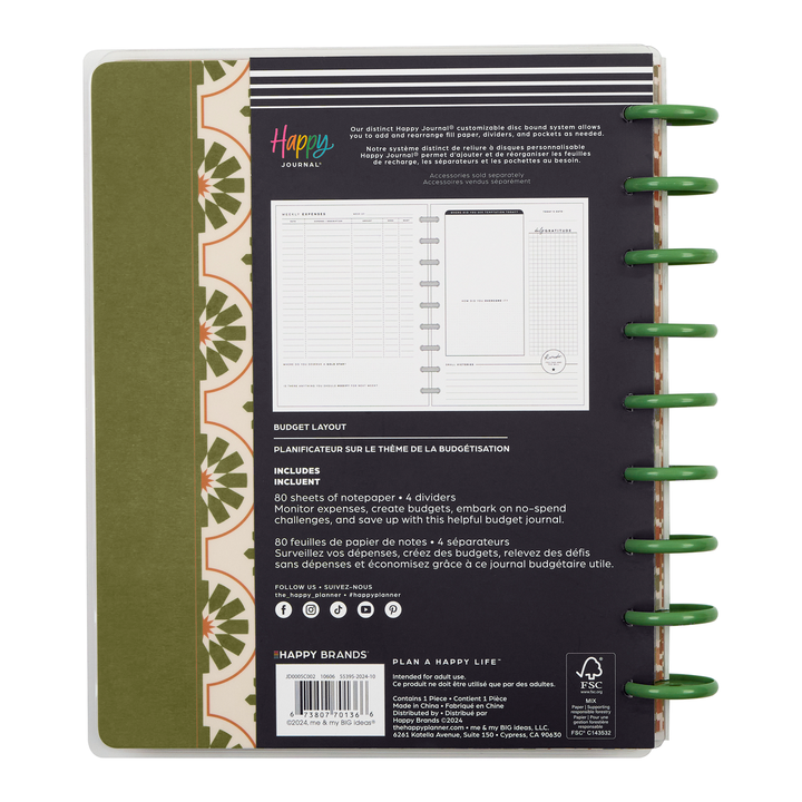 Reflect & Grow - Classic Guided Budget Journal - 80 Sheets – Happy