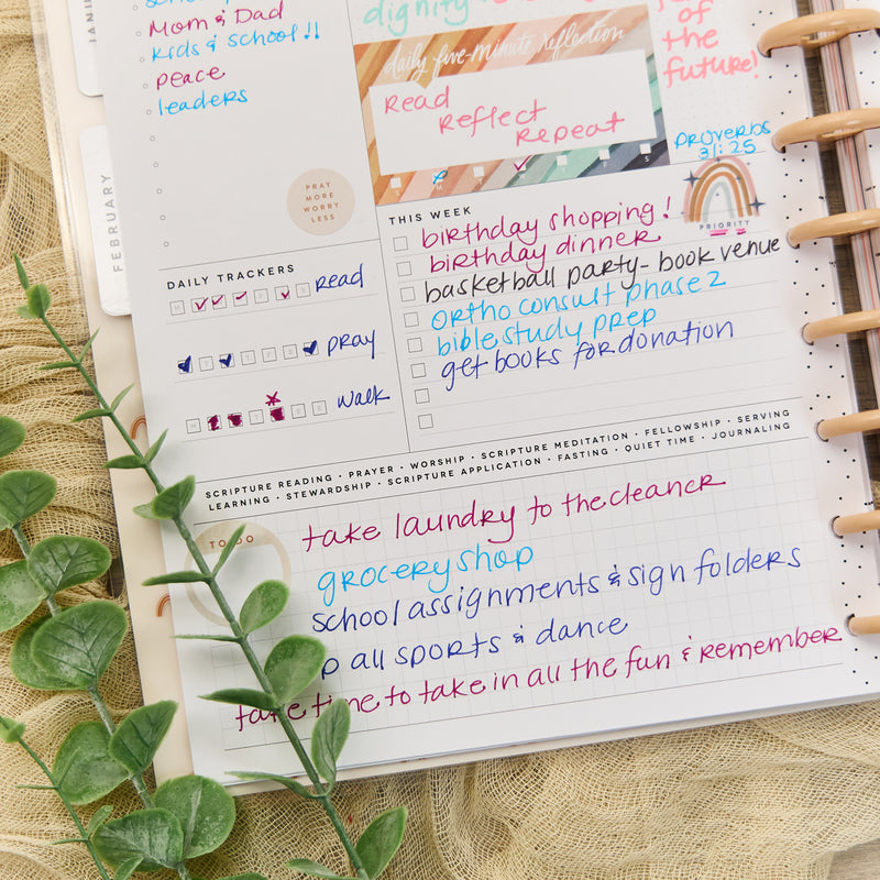 2030 Watercolor Grace Customizable Faith Planner - Classic Faith Layout - 12 Month