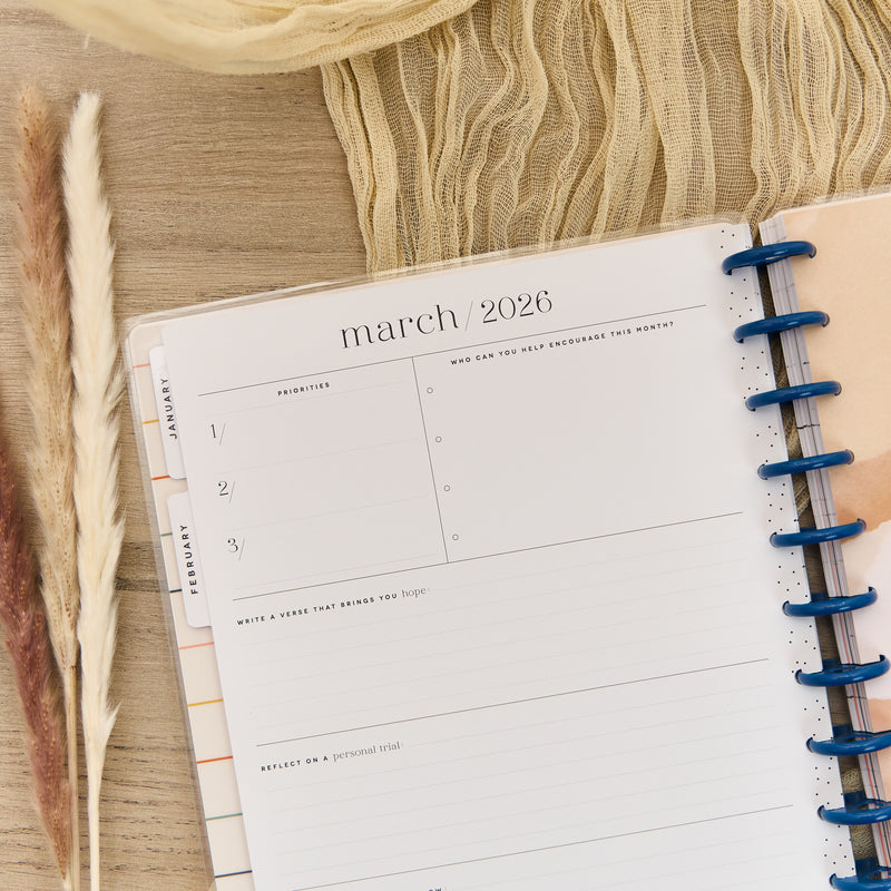 2036 Watercolor Grace Customizable Faith Planner - Big Faith Layout - 12 Month