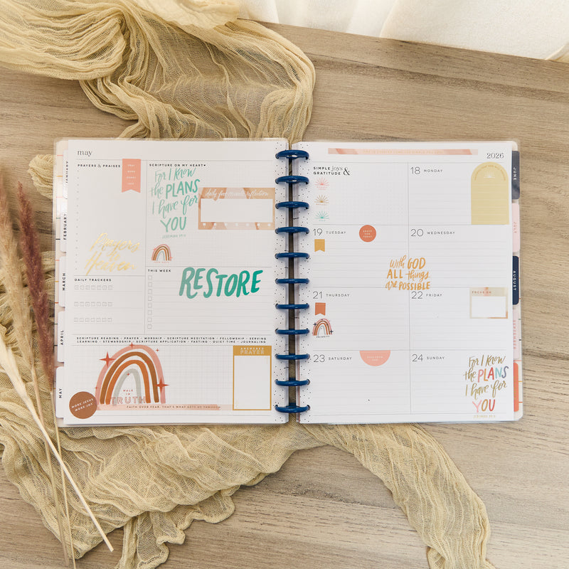 2029 Watercolor Grace Customizable Faith Planner - Big Faith Layout - 12 Month