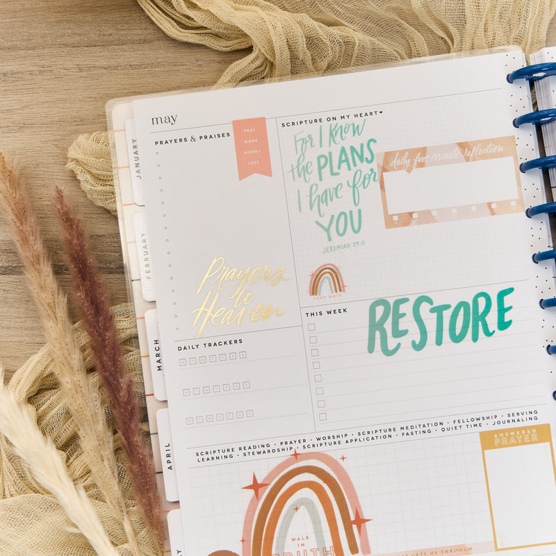 2030 Watercolor Grace Customizable Faith Planner - Big Faith Layout - 12 Month