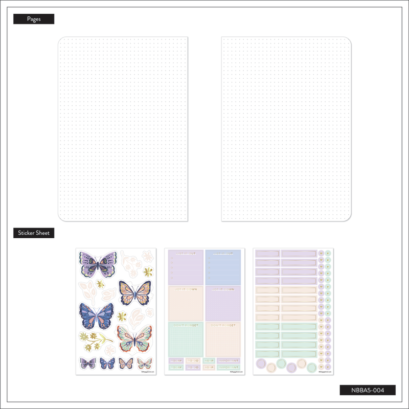 Winged Beauty - Bullet Dot Grid Happy Journal® - 80 Sheets - 160gsm Paper