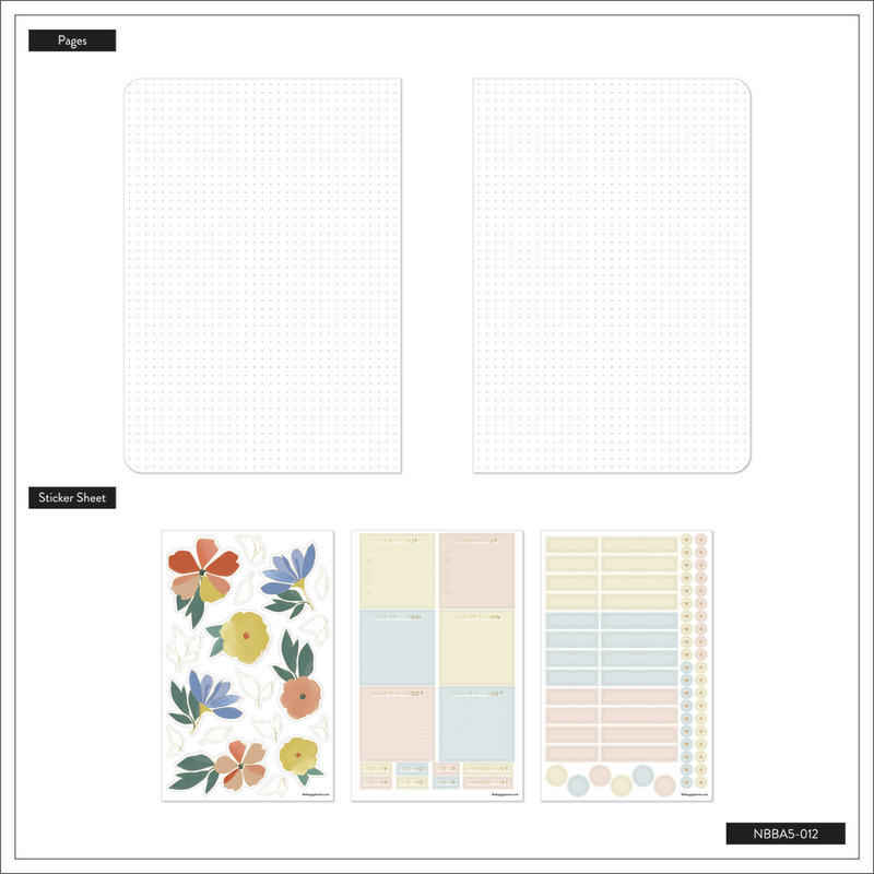 Muted Meadow - Bullet Dot Grid Happy Journal® - 80 Sheets - 160gsm Paper