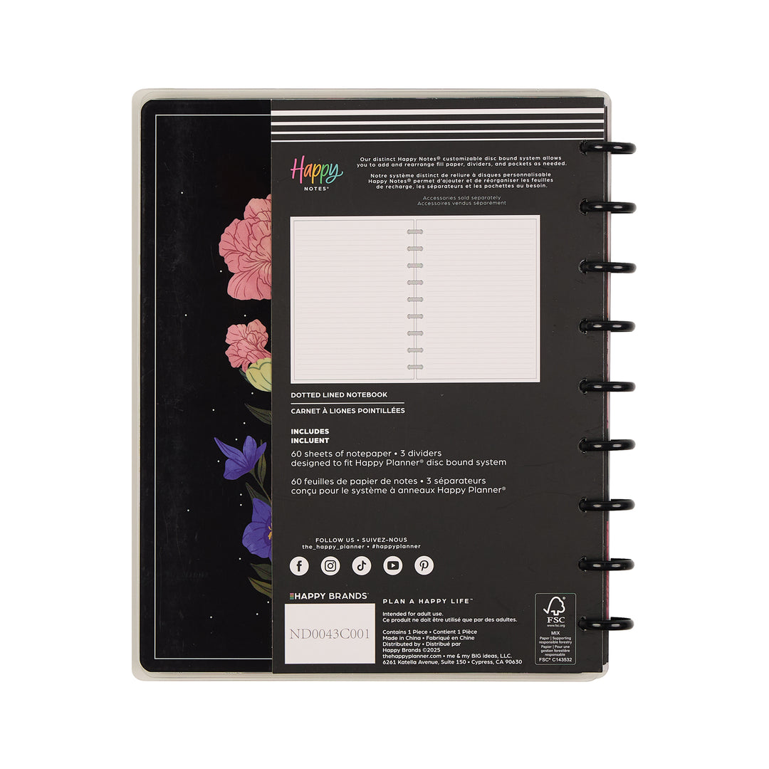Dark Garden - Dotted Lined Classic Notebook - 60 Sheets – Happy