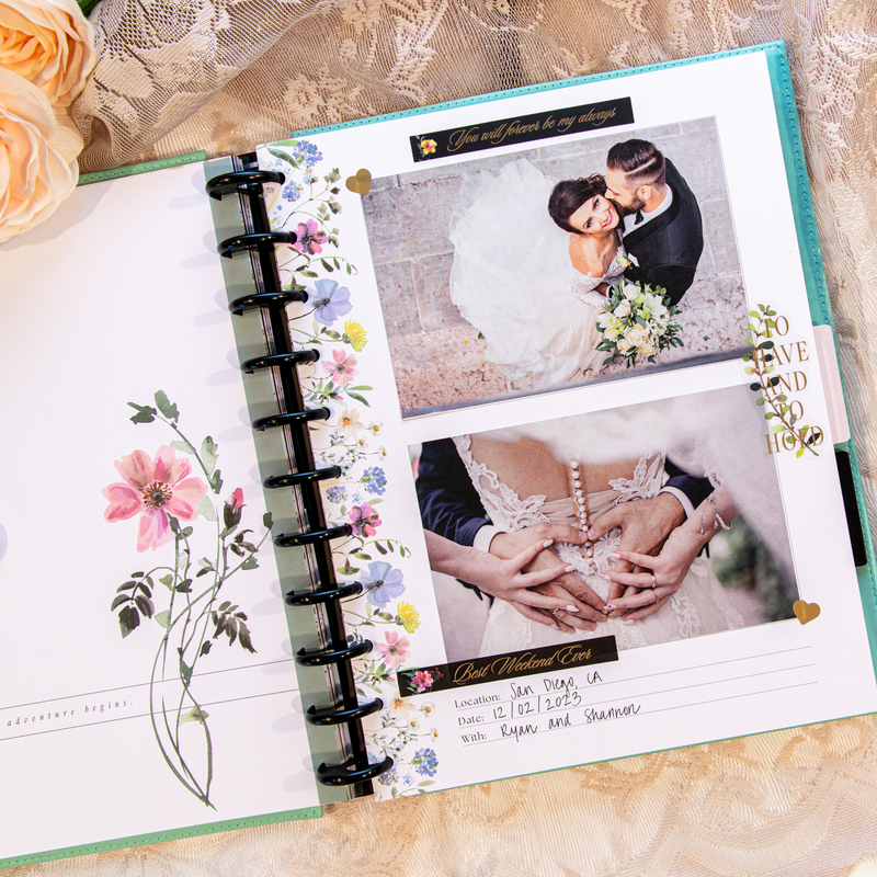 Blooming Elegance Wedding  - DELUXE Big Happy Memory Keeping Wedding Photo Journal - 80 Sheets