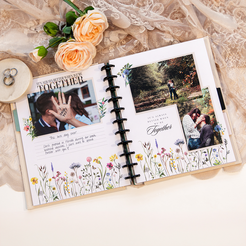 Blooming Romance Wedding - DELUXE Big Happy Memory Keeping Wedding Photo Journal - 80 Sheets