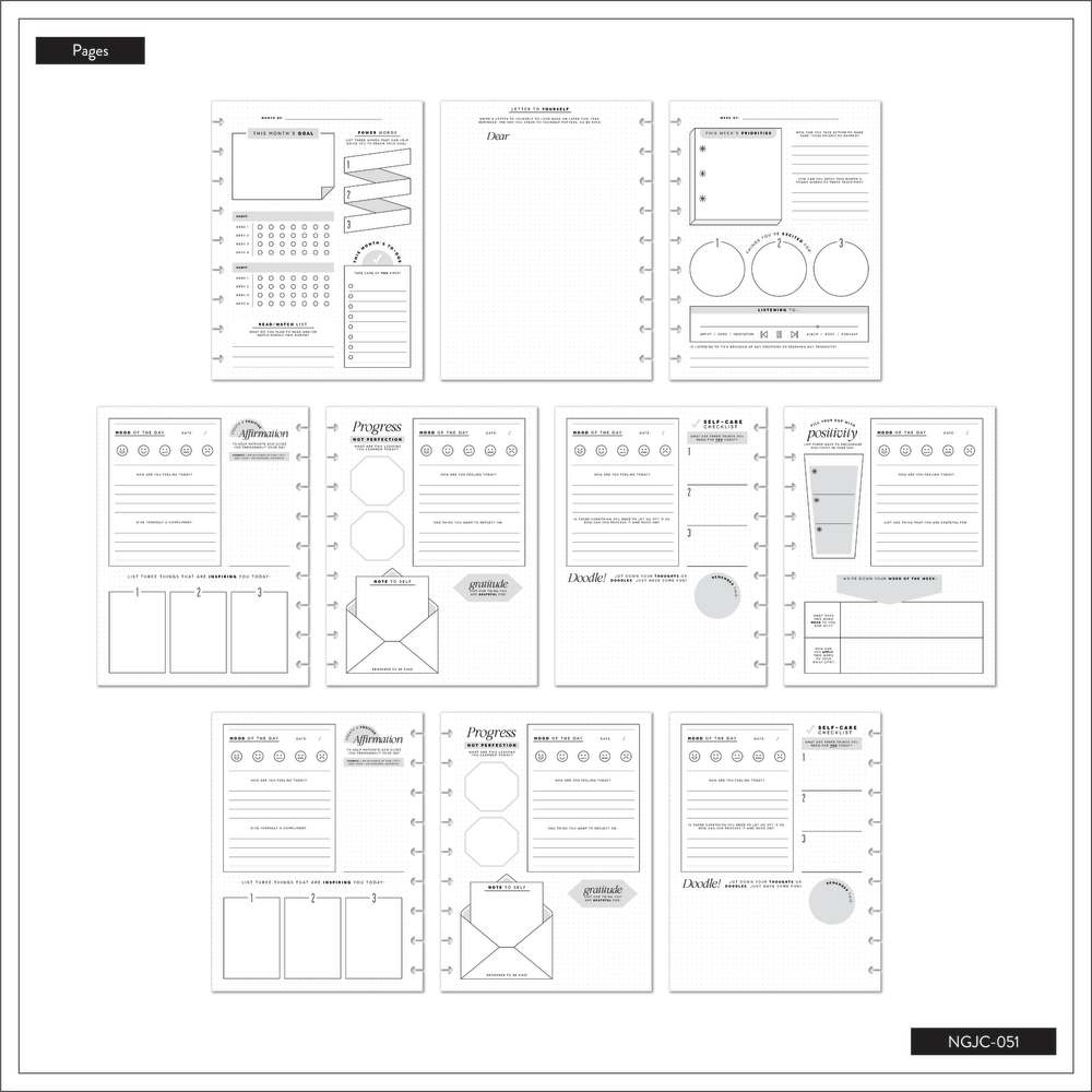 Mod Journal Classic Ditsies - Classic Guided Mood Journal - 80 Sheets – Happy Planner