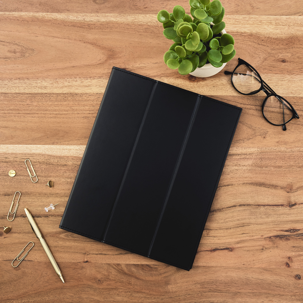 Full Desk Notepad Work + Life Black Onyx - Standing Notepad Folio - Weekly Overview Note ...