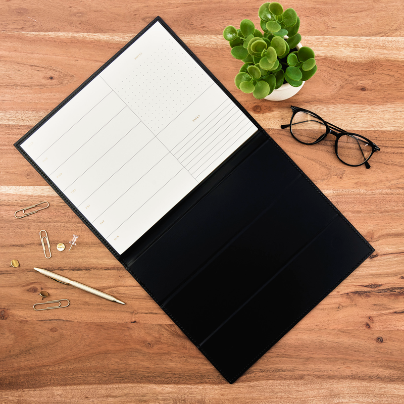 Work + Life Black Onyx - Standing Notepad Folio - Weekly Overview Note ...