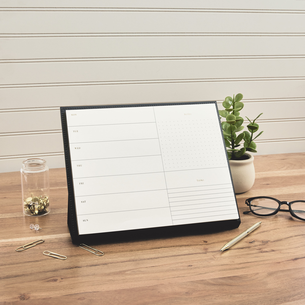 Note Pages On A Stand Work + Life Black Onyx - Standing Notepad Folio - Weekly Overview Note ...