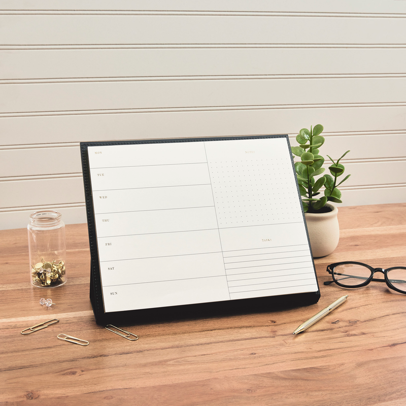 Work + Life Black Onyx - Standing Notepad Folio - Weekly Overview Note ...
