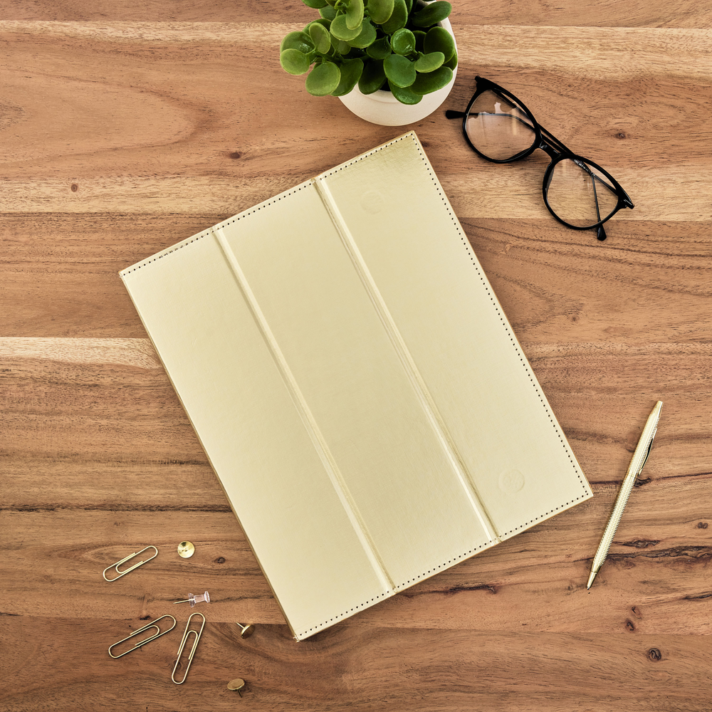 Work + Life Golden - Standing Notepad Folio - Weekly Overview Notepad ...