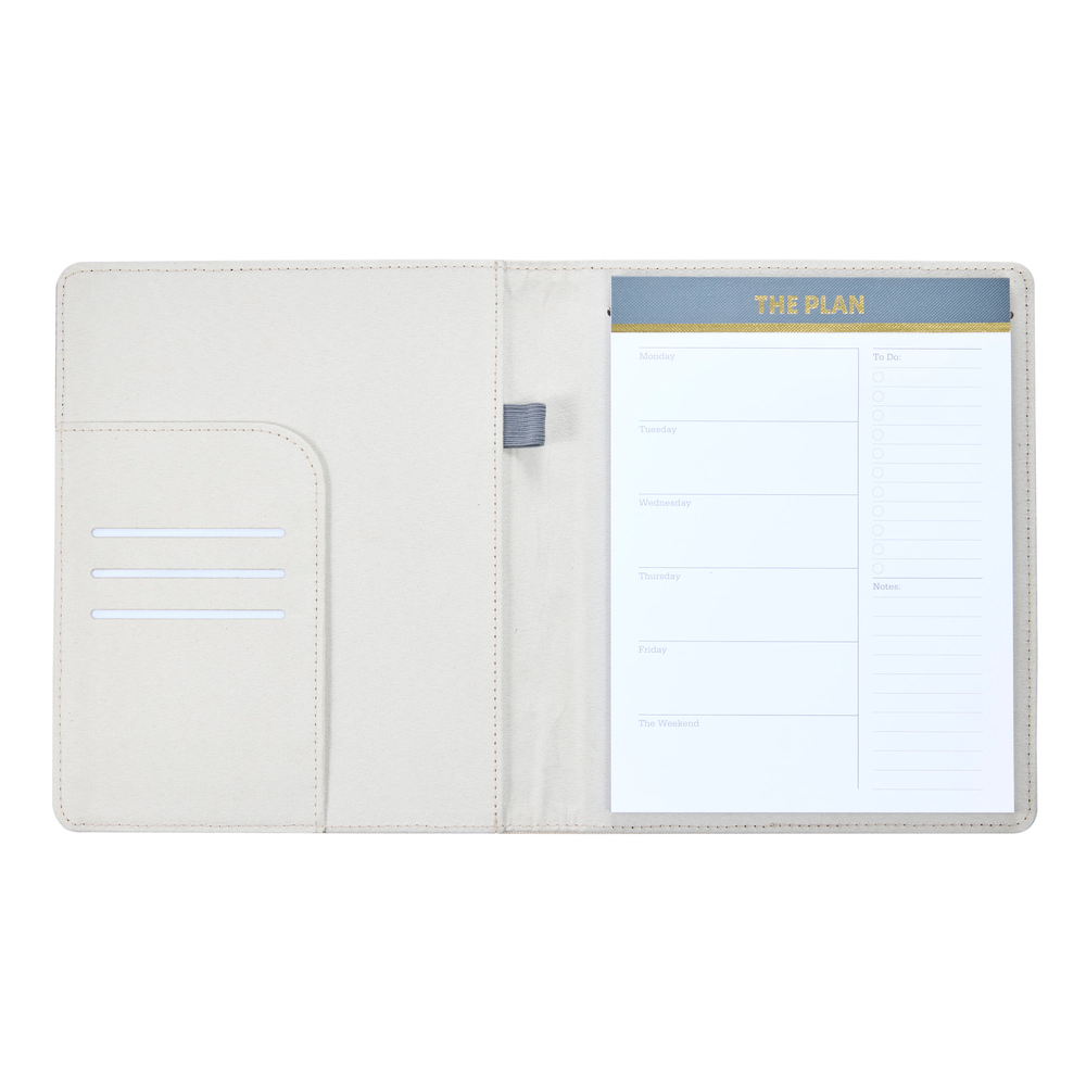 Work + Life Natural - Linen + Cork Notepad Folder - Weekly Overview ...