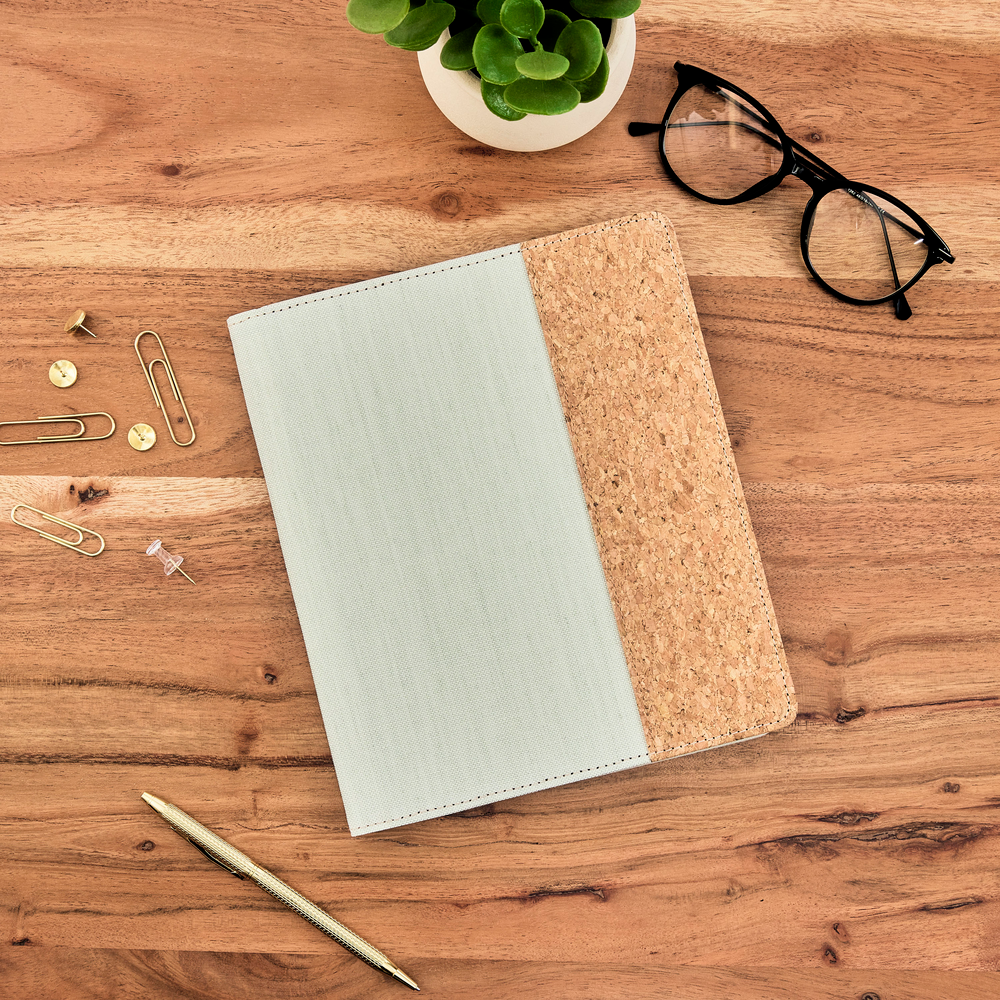 Note Pad Folder Simple Work + Life Sage - Linen + Cork Notepad Folder - Weekly Overview - 52 ...
