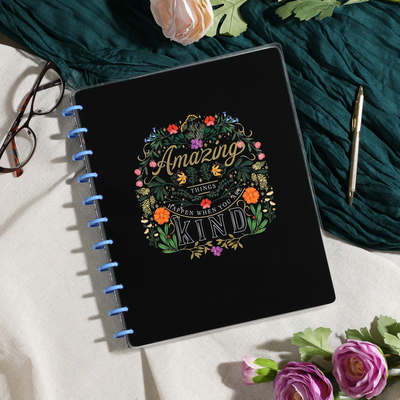 Moody Blooms - Dot Grid + Dotted Lined Checklist Big Notebook - 60 Sheets