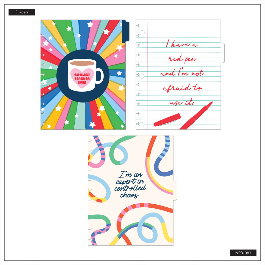 【特価】The Happy Planner スリムノートブック とリフィル大量 Live Love Teach - Dotted Lined Big Notebook - 60 Sheets – Happy