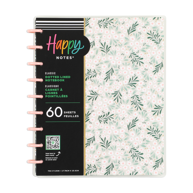 Notebook 60 Moody Blooms - Dotted Lined Classic Notebook - 60 Sheets – Happy Planner