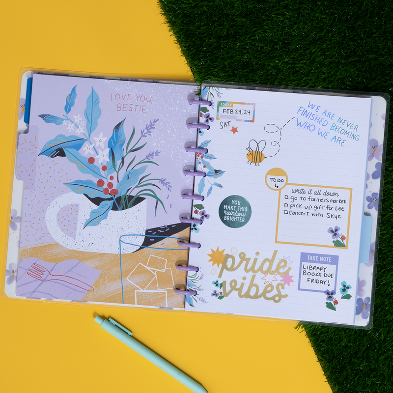 Bug Robbins x Happy Planner Blooming With Pride - Dotted Lined Classic Notebook - 60 Sheets
