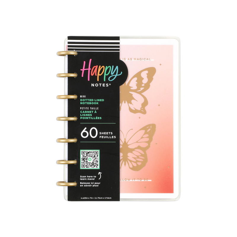 Notebook 020 Butterfly Bliss - Dotted Lined Mini Notebook - 60 Sheets – Happy Planner
