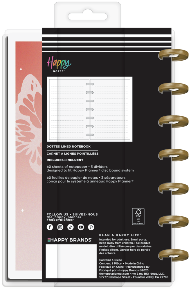 Notebook 020 Butterfly Bliss - Dotted Lined Mini Notebook - 60 Sheets – Happy Planner