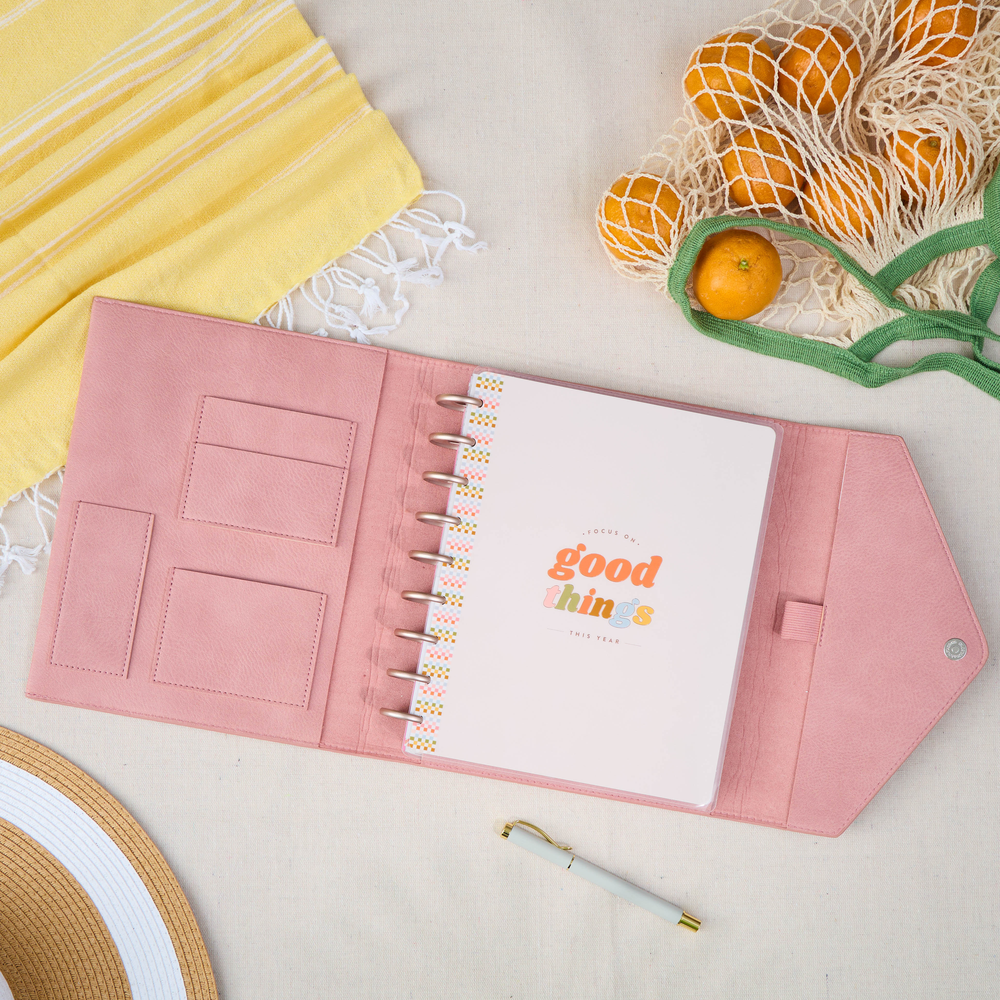 Blush Vegan Leather - DELUXE Classic Planner Folio – Happy Planner