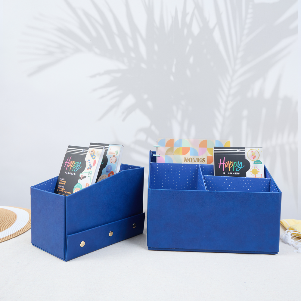 Bright Navy Vegan Leather - DELUXE Sticker + Accessory Storage Box