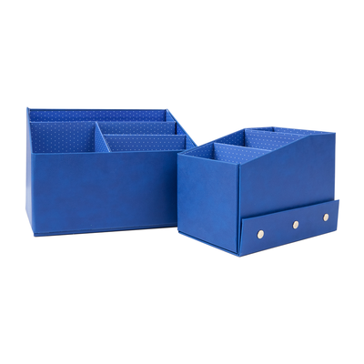 Bright Navy Vegan Leather - DELUXE Sticker + Accessory Storage Box Kit - 2 Pieces