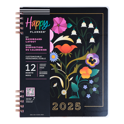 2025 Radiant Garden Customizable Spiral Planner - Big Dashboard Layout - 12 Months