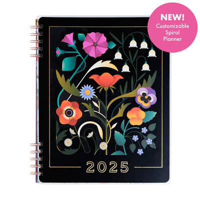 2025 Radiant Garden Customizable Spiral Planner - Big Dashboard Layout - 12 Months