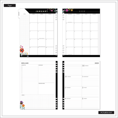 2025 Radiant Garden Customizable Spiral Planner - Big Dashboard Layout - 12 Months