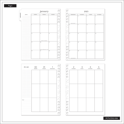 2025 Sketchy Florals Customizable Spiral Planner - Classic Vertical Layout - 12 Months