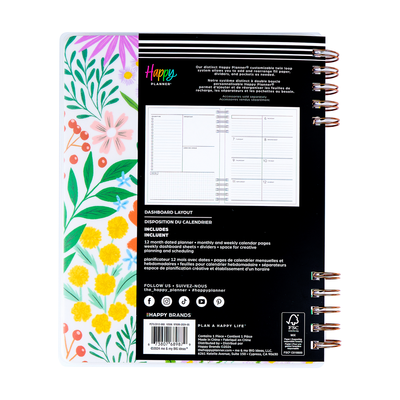 2025 Blooming Bouquet Customizable Spiral Planner - Classic Dashboard Layout - 12 Months