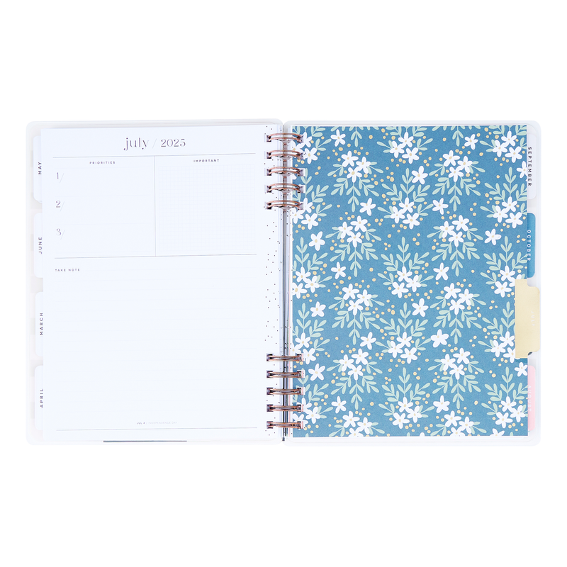 2025 Blooming Bouquet Customizable Spiral Planner - Classic Dashboard Layout - 12 Months