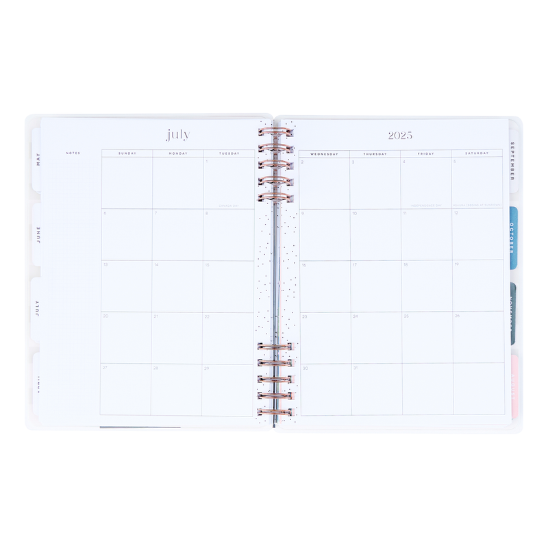 2025 Blooming Bouquet Customizable Spiral Planner - Classic Dashboard Layout - 12 Months