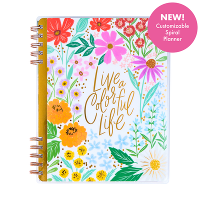 2025 Blooming Bouquet Customizable Spiral Planner - Classic Dashboard Layout - 12 Months