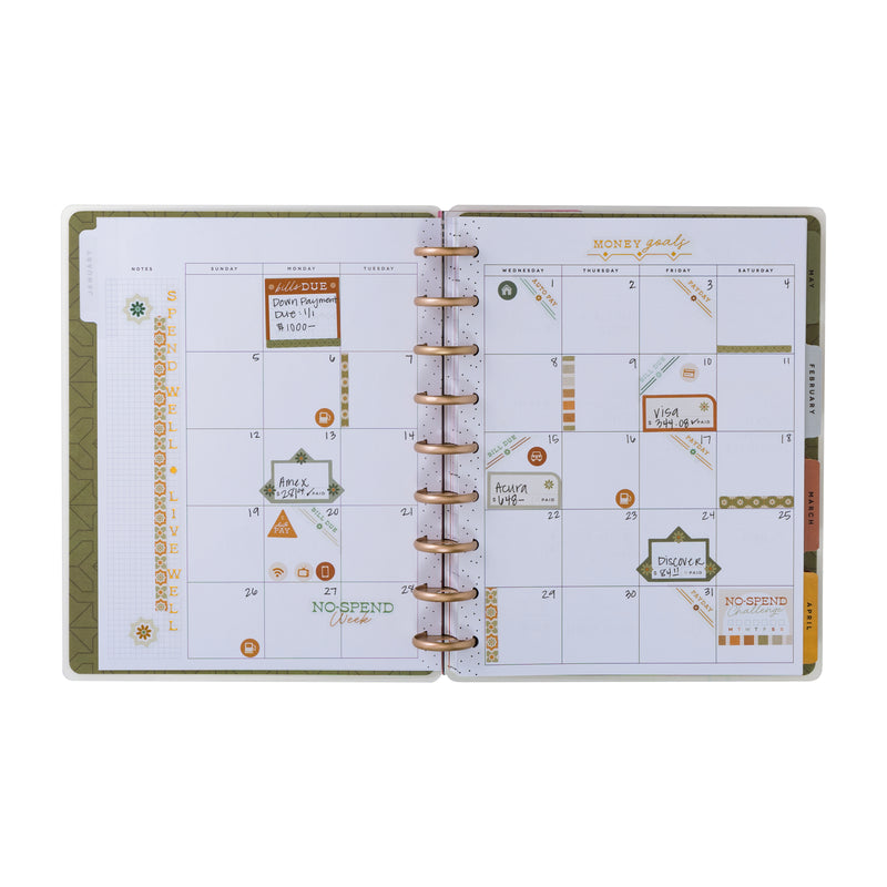 Undated Sage & Terracotta Customizable Budget Planner - Classic Budget Layout - 12 Months