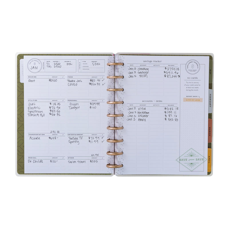 Undated Sage & Terracotta Customizable Budget Planner - Classic Budget Layout - 12 Months